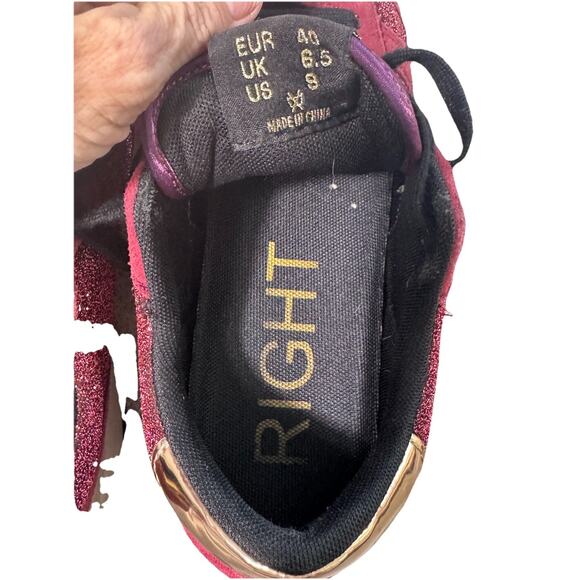 SUN68 ITALY ALLY GLITTER DONNA SNEAKERS BORDEAUX WOMENS US 8 - Picture 5 of 9